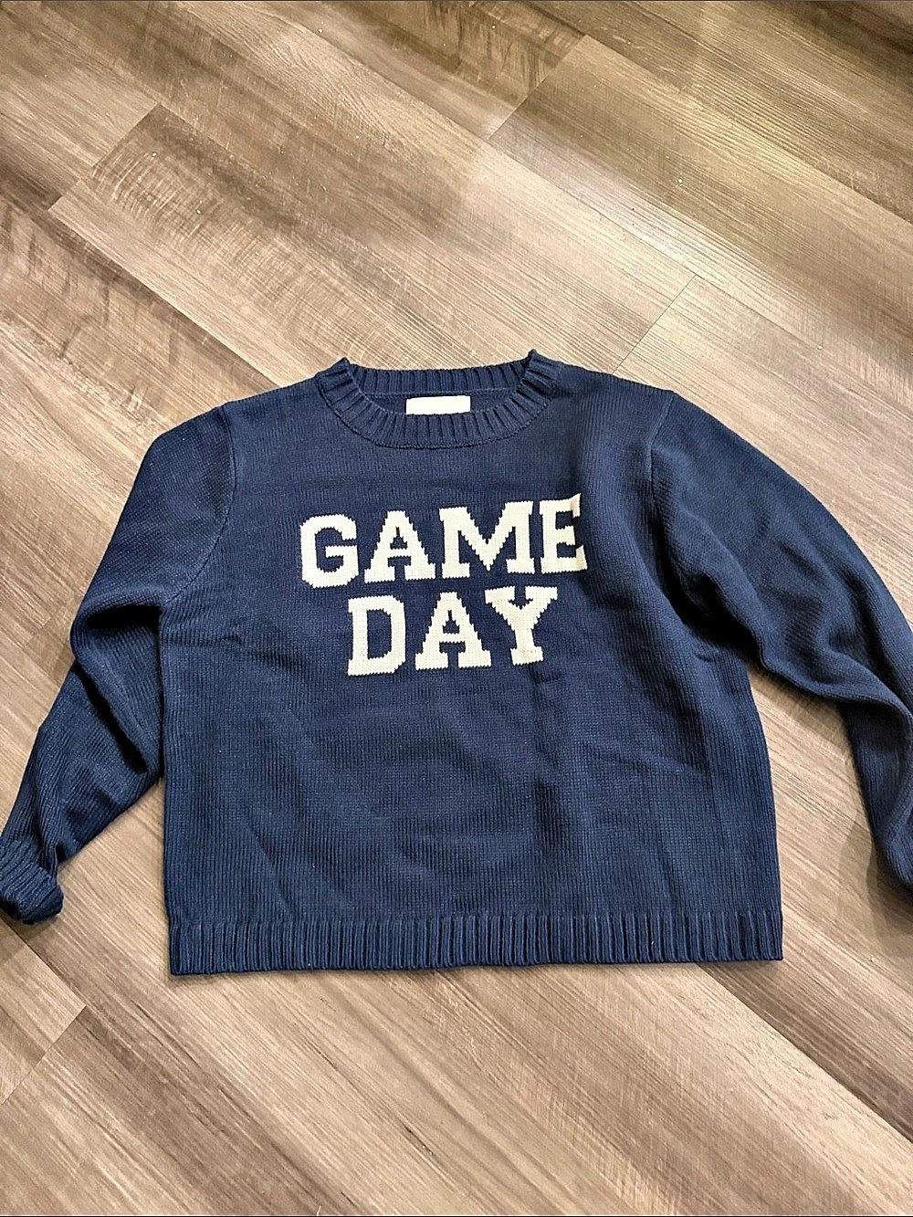 Panache Apparel Game Day Navy Knit Sweater Blue Small